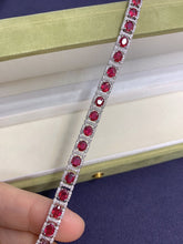 Load image into Gallery viewer, LUOWEND 18K White Gold Real Natural Ruby and Diamond Gemstone Bracelet for Women