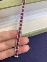 Load image into Gallery viewer, LUOWEND 18K White Gold Real Natural Ruby and Diamond Gemstone Bracelet for Women