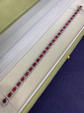 Load image into Gallery viewer, LUOWEND 18K White Gold Real Natural Ruby and Diamond Gemstone Bracelet for Women