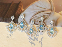 Load image into Gallery viewer, LUOWEND 18K White Gold Natural Aquamarine Necklace for Women