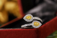 Load image into Gallery viewer, LUOWEND 18K White Gold Real Natural Yellow Diamond Ring for Women