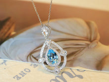 Load image into Gallery viewer, LUOWEND 18K White Gold Natural Aquamarine Necklace for Women