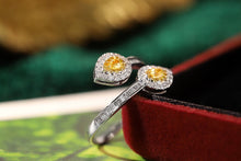 Load image into Gallery viewer, LUOWEND 18K White Gold Real Natural Yellow Diamond Ring for Women