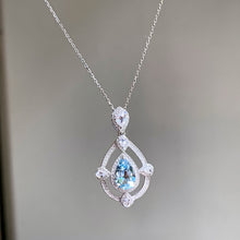 Load image into Gallery viewer, LUOWEND 18K White Gold Natural Aquamarine Necklace for Women