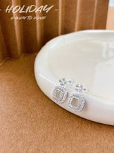 Load image into Gallery viewer, LUOWEND 18K White Gold Natural Diamond Earrings for Women