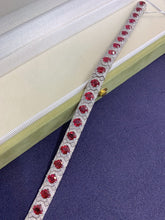 Load image into Gallery viewer, LUOWEND 18K White Gold Real Natural Ruby and Diamond Gemstone Bracelet for Women