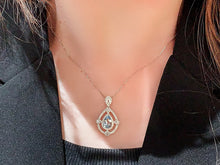 Load image into Gallery viewer, LUOWEND 18K White Gold Natural Aquamarine Necklace for Women