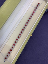 Load image into Gallery viewer, LUOWEND 18K White Gold Real Natural Ruby and Diamond Gemstone Bracelet for Women