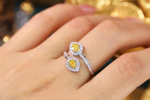Load image into Gallery viewer, LUOWEND 18K White Gold Real Natural Yellow Diamond Ring for Women