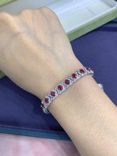 Load image into Gallery viewer, LUOWEND 18K White Gold Real Natural Ruby and Diamond Gemstone Bracelet for Women