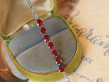 Load image into Gallery viewer, LUOWEND 18K White Gold Natural Ruby Bracelet for Women