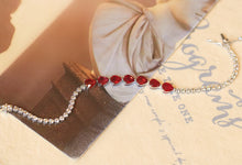 Load image into Gallery viewer, LUOWEND 18K White Gold Natural Ruby Bracelet for Women