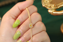 Load image into Gallery viewer, LUOWEND 18K Yellow Gold Real Natural Yellow Diamond Bracelet for Women