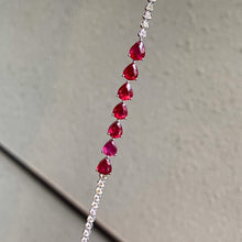 Load image into Gallery viewer, LUOWEND 18K White Gold Natural Ruby Bracelet for Women