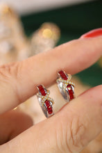 Load image into Gallery viewer, LUOWEND 18K White and Yellow Gold Real Natural Ruby and Diamond Gemstone Earrings for Women