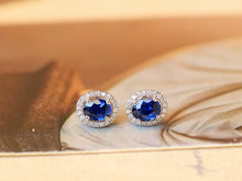 Load image into Gallery viewer, LUOWEND 18K White Gold Natural Sapphire Earrings for Women