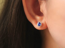 Load image into Gallery viewer, LUOWEND 18K White Gold Natural Sapphire Earrings for Women