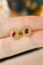 Load image into Gallery viewer, LUOWEND 18K Yellow Gold Real Natural Ruby and Diamond Gemstone Earrings for Women