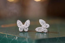 Load image into Gallery viewer, LUOWEND 18K White Gold Real Natural Diamond Stud Earrings for Women