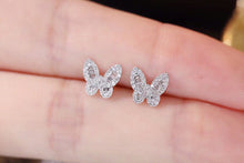 Load image into Gallery viewer, LUOWEND 18K White Gold Real Natural Diamond Stud Earrings for Women