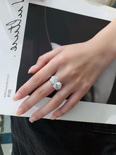 Load image into Gallery viewer, LUOWEND 18K White Gold Natural Diamond Ring for Women