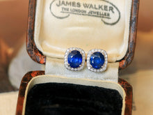 Load image into Gallery viewer, LUOWEND 18K White Gold Natural Sapphire Earrings for Women