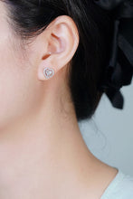 Load image into Gallery viewer, LUOWEND 18K White Gold Real Natural Diamond Stud Earrings for Women