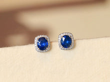 Load image into Gallery viewer, LUOWEND 18K White Gold Natural Sapphire Earrings for Women