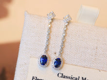 Load image into Gallery viewer, LUOWEND 18K White Gold Natural Sapphire Earrings for Women