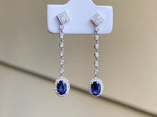 Load image into Gallery viewer, LUOWEND 18K White Gold Natural Sapphire Earrings for Women