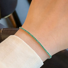 Load image into Gallery viewer, LUOWEND 18K White Gold Natural Emerald Bracelet for Women