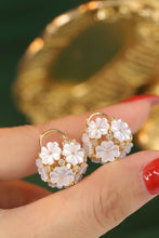 Load image into Gallery viewer, LUOWEND 18K Yellow Gold Real Natural Diamond Hoop Earrings for Women