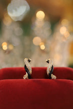 Load image into Gallery viewer, LUOWEND 18K Yellow Gold Real Natural Diamond Hoop Earrings for Women