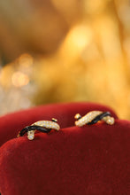 Load image into Gallery viewer, LUOWEND 18K Yellow Gold Real Natural Diamond Hoop Earrings for Women