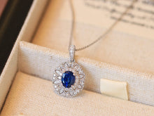 Load image into Gallery viewer, LUOWEND 18K White Gold Natural Sapphire Necklace for Women