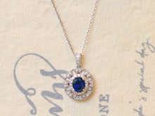 Load image into Gallery viewer, LUOWEND 18K White Gold Natural Sapphire Necklace for Women