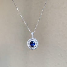 Load image into Gallery viewer, LUOWEND 18K White Gold Natural Sapphire Necklace for Women