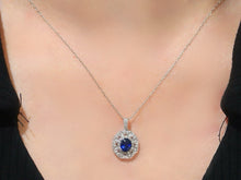 Load image into Gallery viewer, LUOWEND 18K White Gold Natural Sapphire Necklace for Women