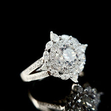Load image into Gallery viewer, LUOWEND 18K White Gold Natural Diamond Ring for Women