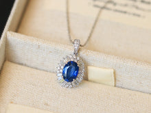 Load image into Gallery viewer, LUOWEND 18K White Gold Natural Sapphire Necklace for Women