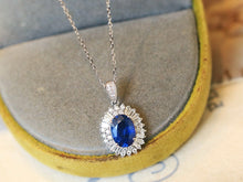 Load image into Gallery viewer, LUOWEND 18K White Gold Natural Sapphire Necklace for Women