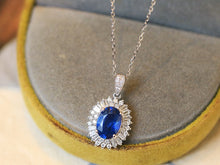 Load image into Gallery viewer, LUOWEND 18K White Gold Natural Sapphire Necklace for Women