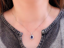 Load image into Gallery viewer, LUOWEND 18K White Gold Natural Sapphire Necklace for Women