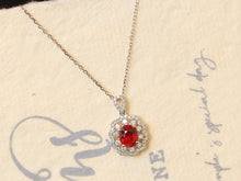 Load image into Gallery viewer, LUOWEND 18K White Gold Natural Ruby Necklace for Women