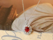 Load image into Gallery viewer, LUOWEND 18K White Gold Natural Ruby Necklace for Women