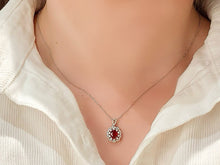 Load image into Gallery viewer, LUOWEND 18K White Gold Natural Ruby Necklace for Women