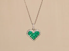 Load image into Gallery viewer, LUOWEND 18K White Gold Natural Emerald Necklace for Women