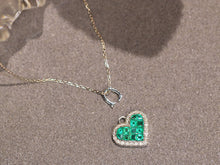 Load image into Gallery viewer, LUOWEND 18K White Gold Natural Emerald Necklace for Women