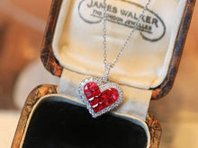 Load image into Gallery viewer, LUOWEND 18K White/Yellow Gold Nattural Ruby Necklace for Women