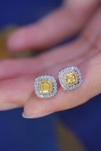 Load image into Gallery viewer, LUOWEND 18K White Gold Real Natural Yellow Diamond Stud Earrings for Women